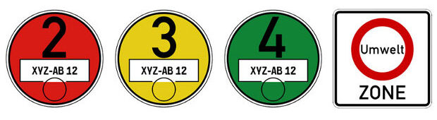 PEGATINAS DE COLORES PARA COBRAR NUEVOS IMPUESTOS DE CONTAMINACION A LOS COCHES