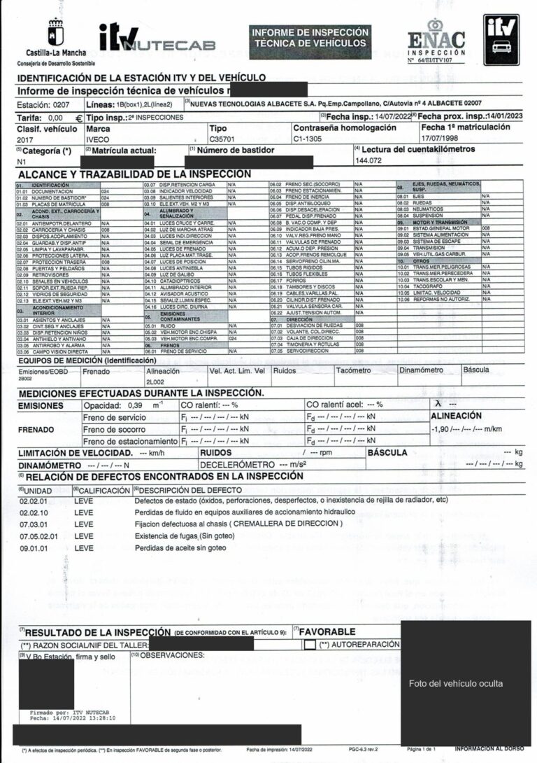 Informe despu&eacute;s, con los datos personales tapados
